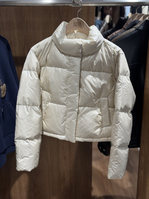 Glossy Duck Down Crop Puffer In Ivory $1850