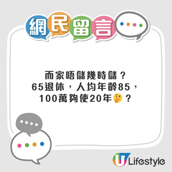 網民評價港人月均儲9800元的調查。