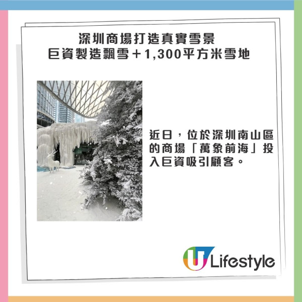 深圳萬象前海商場聖誕真雪打卡位!1300平方米雪地/浪漫飄雪/聖誕小屋