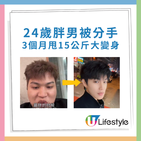 減肥｜24歲男太肥慘被分手 決心3個月甩33磅下巴變尖似韓星