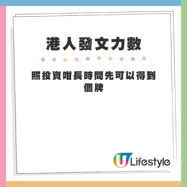 照投資咁長時間先可以得到個牌