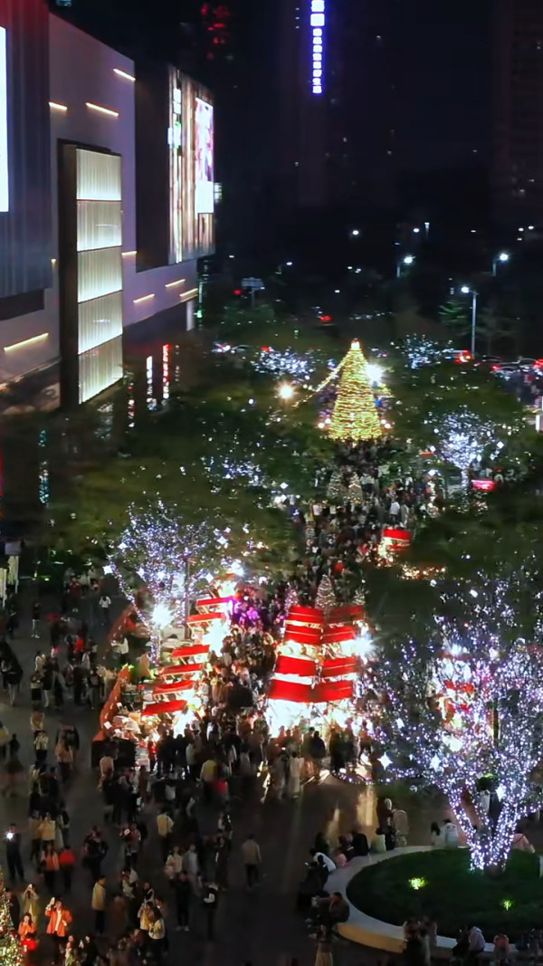 東莞聖誕氣氛好過香港？巨型打卡聖誕樹/市集人山人海 網民：擠不進去 