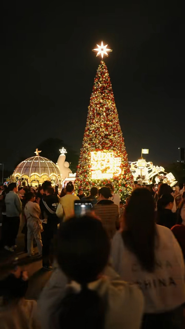 東莞聖誕氣氛好過香港？巨型打卡聖誕樹/市集人山人海 網民：擠不進去 