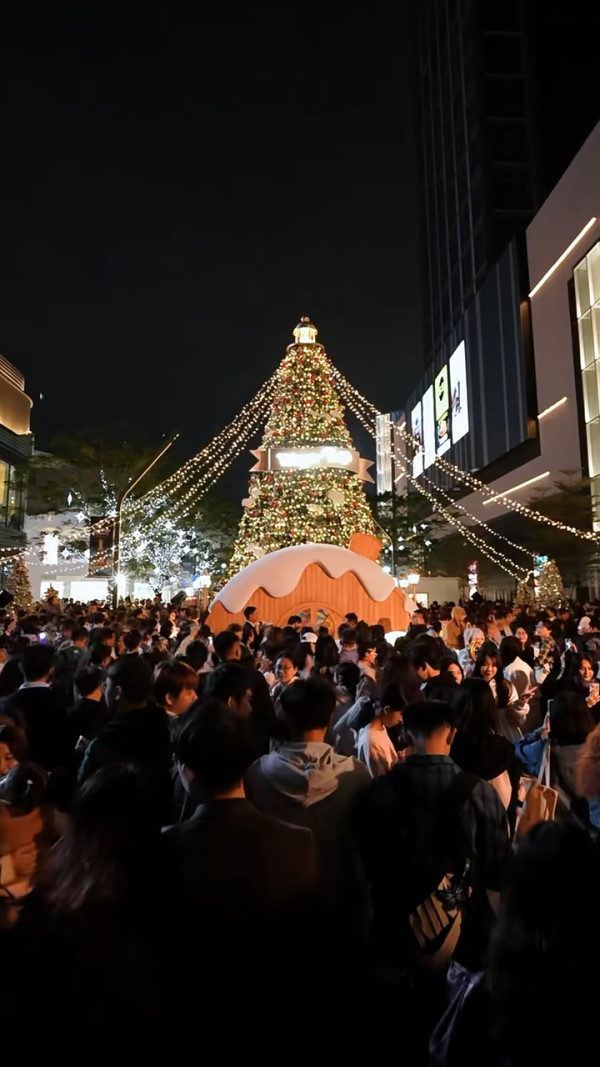 東莞聖誕氣氛好過香港？巨型打卡聖誕樹/市集人山人海 網民：擠不進去 