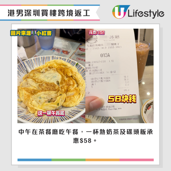 中午在茶餐廳吃午餐，一杯熱奶茶及碟頭飯承惠$58。