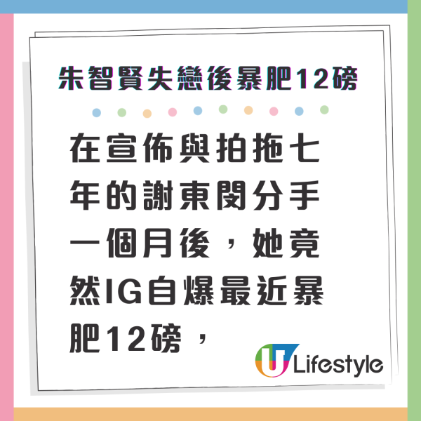 朱智賢失戀後暴肥12磅近照曝光 IG貼相自爆創下人生體重最高峰