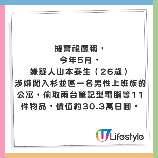 東京公寓失竊損失六位數! 26歲無業男用一招輕易闖空門