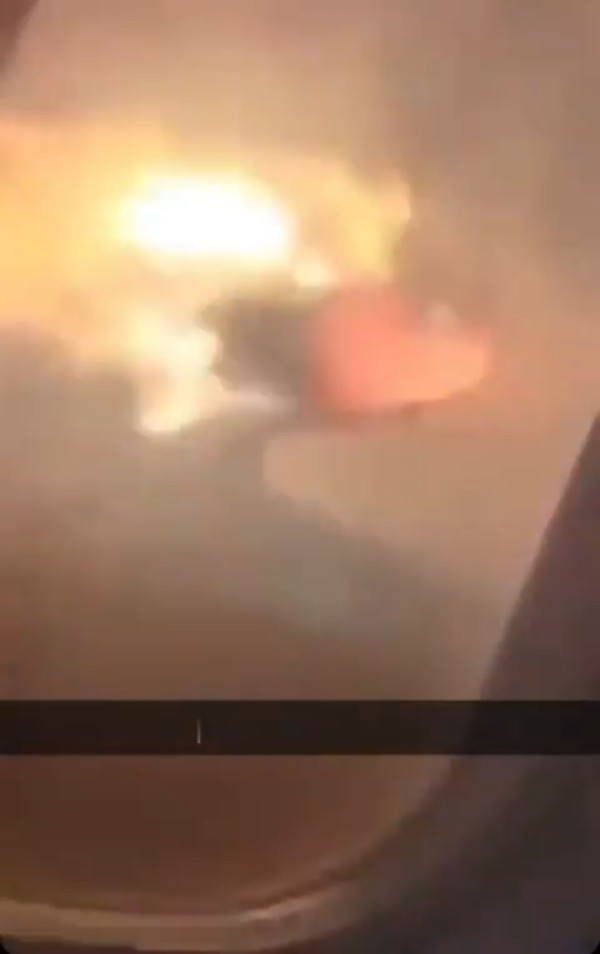 加拿大航空飛機降落時起火 恐怖現場片段曝光！窗外一片火光 