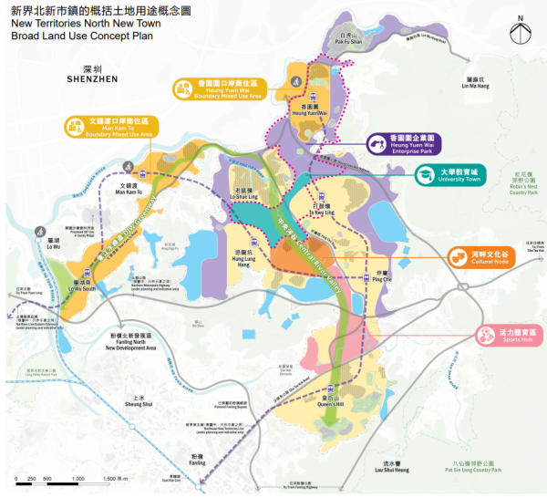 新界北新市鎮土地用途概念圖（圖片來源：立法會文件）