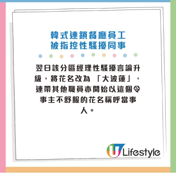 連鎖餐廳員工疑集體性騷擾新同事！改花名「大波蓮」嘲：可以做防撞網！餐廳發聲明回應