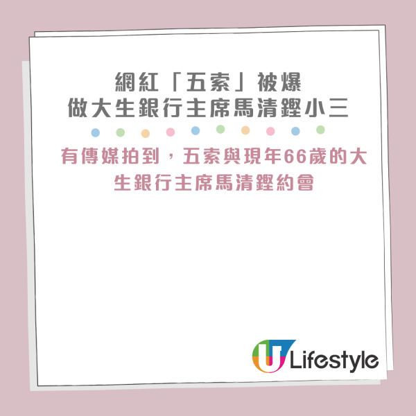 網紅「五索」被起底！暗交富豪馬清鏗9年揚言不介意做小三！突反口宣布暫時消失