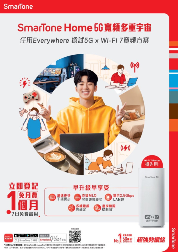 SmarTone Home 5G寬頻 x Wi-Fi 7登場！多人同時上網無壓力【附首發限時優惠】