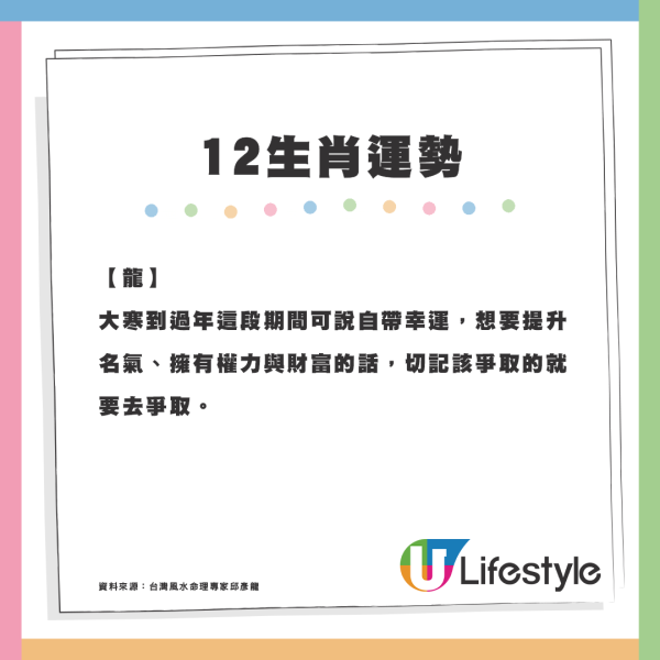 大寒2025｜龍蛇年交會12生肖運勢解析！呢個生肖有機會「暴富」？