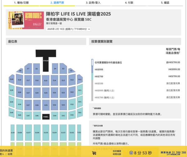 陳柏宇演唱會開售情況。