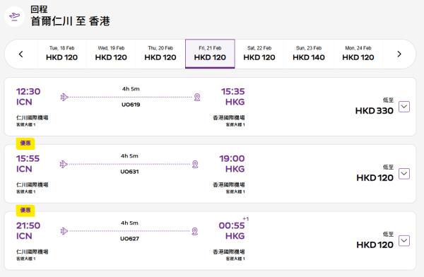 機票優惠｜HK Express飛首爾來回連稅9起！早機去晚機返靚時間！ 