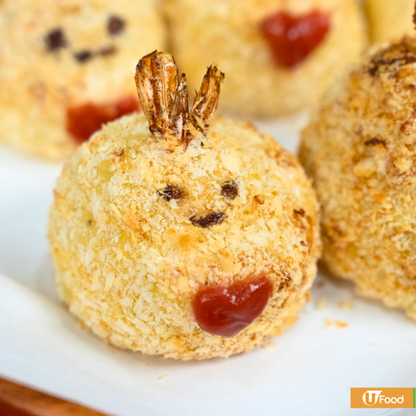 簡單3步新春團年菜式  芝士脆薯黃金蝦球／角落小夥伴炸蝦尾造型