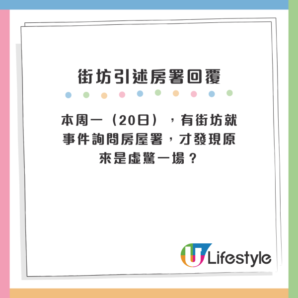 本周一（20日），有街坊就事件詢問房屋署，才發現原來是虛驚一場？