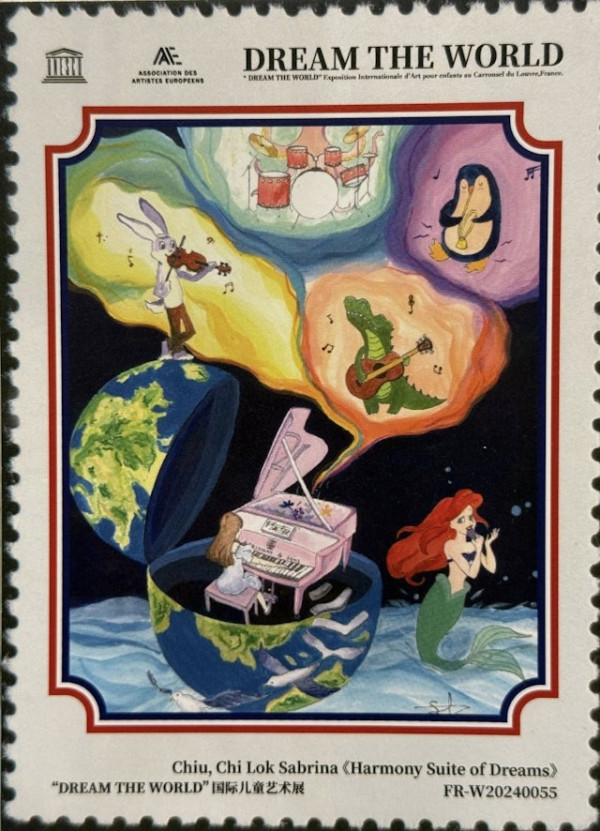 Sabrina的畫作《Harmony Suite of Dream》在1月18號於法國羅浮宮卡魯塞爾廳內的藝術展區展出。 聲夢小花畫作於法國羅浮宮展出 趙紫諾年僅16歲!音樂藝術天份一樣高