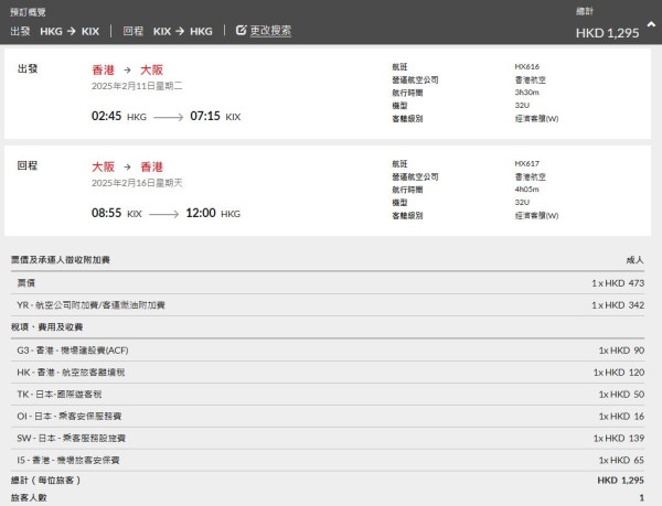 香港航空日本機票新春優惠！來回連稅6起 東京/大阪/鹿兒島/沖繩等 