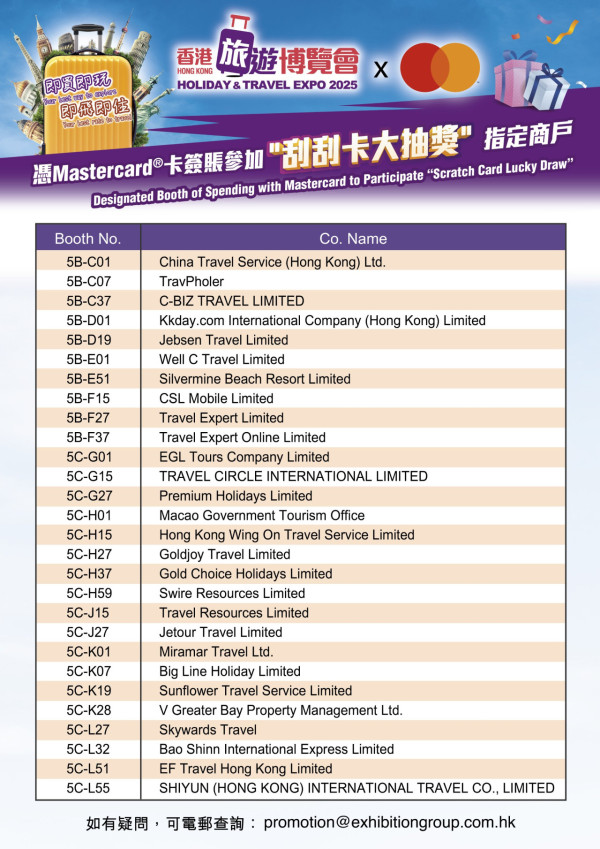 香港旅遊博覽會2025|二月一連四日舉行 會場優惠率先睇!送數據卡/免費機票抽獎