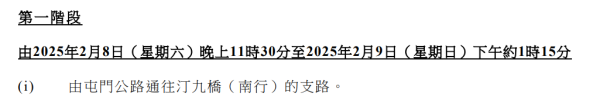 新界臨時封路及交通改道（圖片來源︰運輸署）