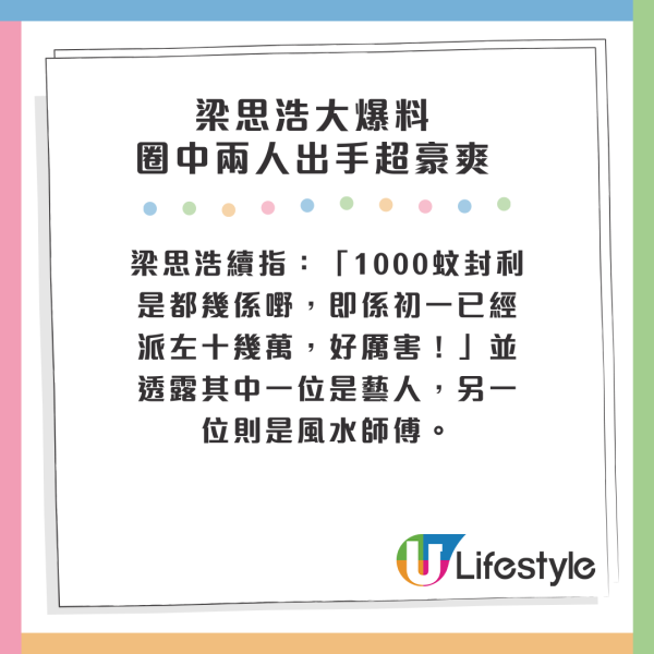 圈中藝人派利是習慣曝光！呢位風水師見人就派 封封都有4位數？50億駙馬慘被列入黑名單