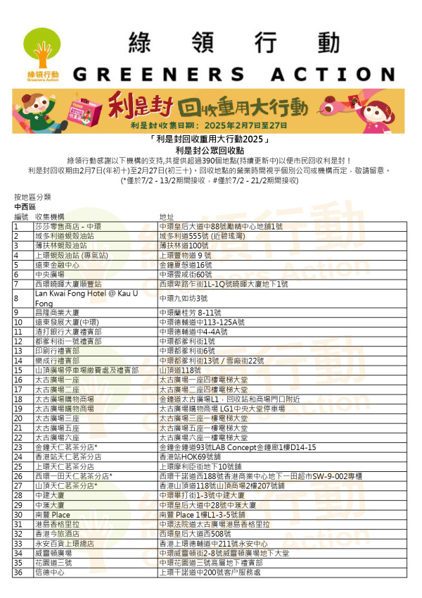 綠領行動回收利是封