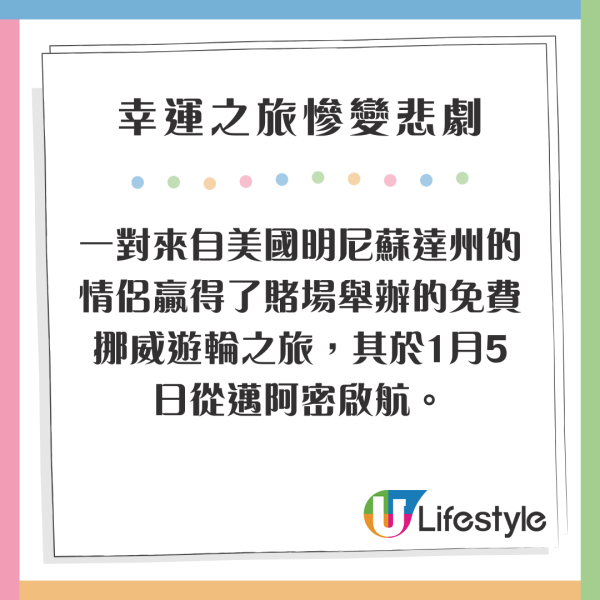 情侶開心搭免費郵輪玩七天 船上不幸得流感 醫藥費竟叫價35萬