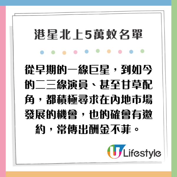 中年二線港星北上商演價位公開! 小紅書流傳10位5萬預算搞掂