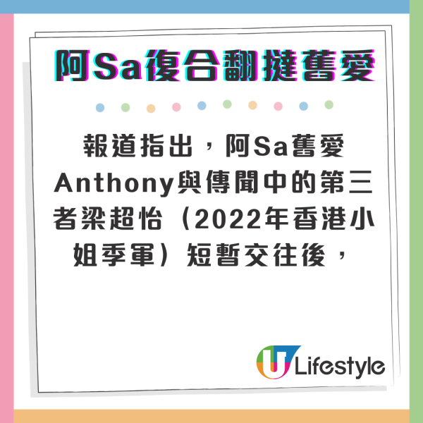 阿Sa復合｜傳蔡卓妍與百億富三代石恆聰復合 分手逾一年後重燃愛火轉地下情