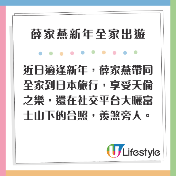 薛家燕新年全家出遊曬合照 嫲孫表情極相似 透露遊日原因超溫馨