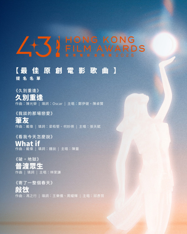 香港電影金像獎2025入圍名單！第43屆最佳電影/男女主角/男女配角一文睇清