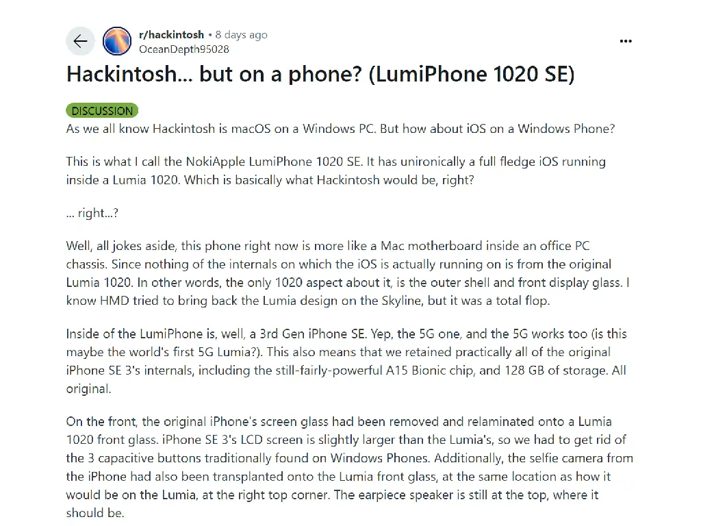 將 iPhone SE 3 放進 Nokia Lumia 1020 會變成怎樣？ 網民出 Post 證能實際運作