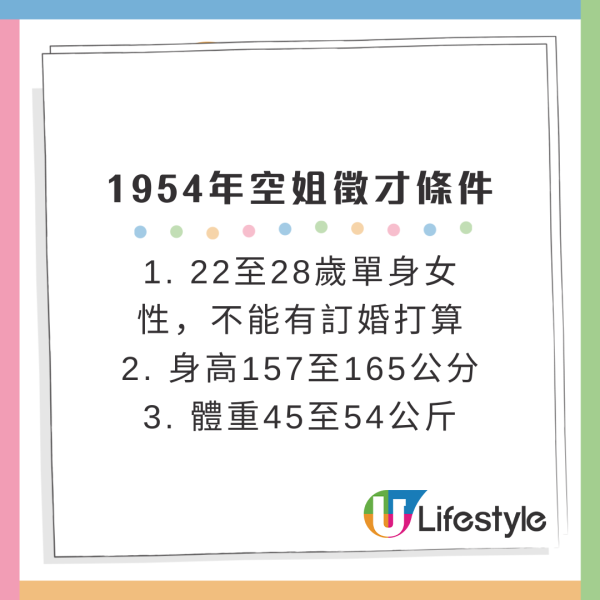 70年前「空姐入職條件」曝光！19項徵婚式要求！網民：交友APP定選女團？ 