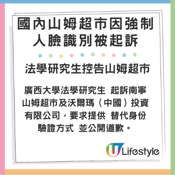 內地山姆超市遭起訴 被指進內購物前需強制人臉識別