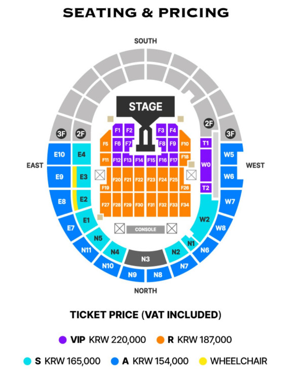 GD權志龍演唱會2025韓國高陽體育場座位表（圖片來源：Interpark Global）
