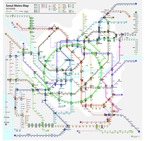 首爾地鐵路線圖（圖片來源：Seoul Metro）