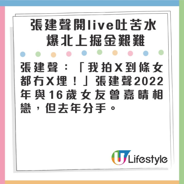 張建聲淚訴北上陪飲酒屙血熬壞身體 直播驚爆與細16歲前女友分手原因