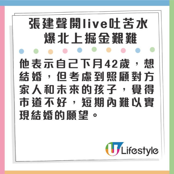 張建聲淚訴北上陪飲酒屙血熬壞身體 直播驚爆與細16歲前女友分手原因