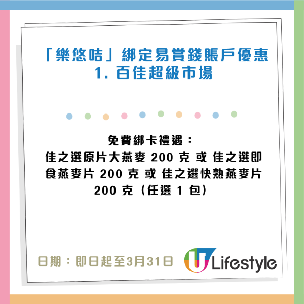 長者優惠｜百佳/屈臣氏3月「樂悠咭」優惠！買泰國米／肉類／健康產品低至5折！綁定易賞錢免費送禮！