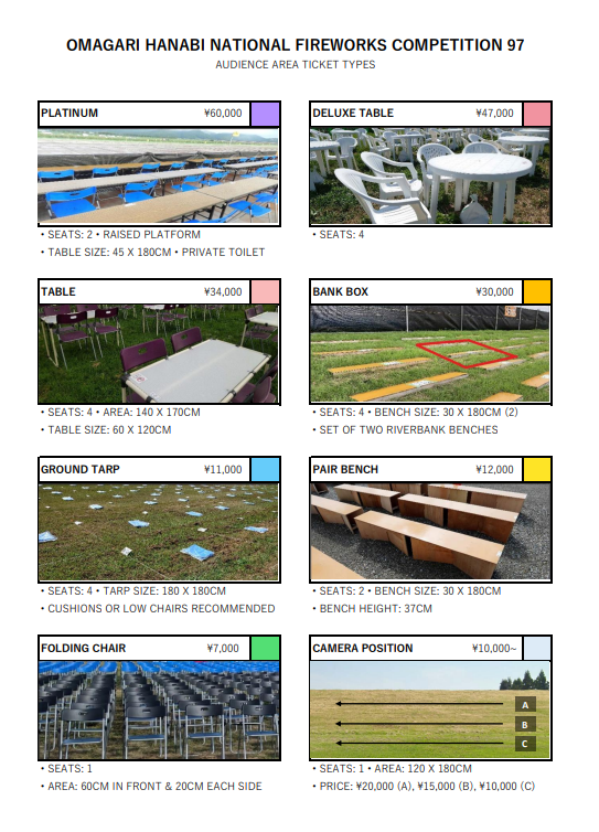 大曲之花火大會觀賞席收費(圖片來源:大曲之花火大會) 大曲之花火大會觀賞席收費(圖片來源:大曲之花火大會)