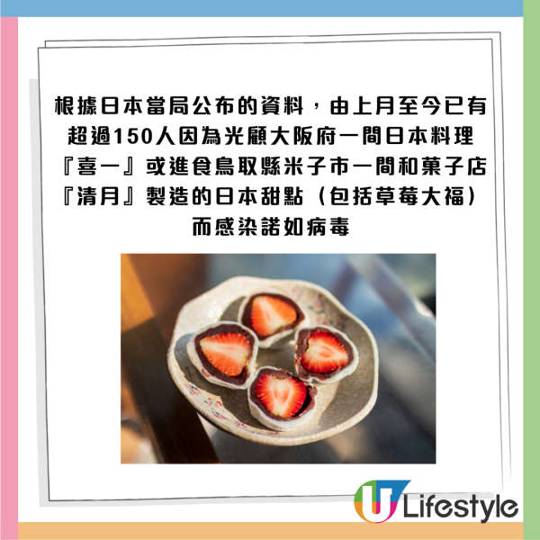 日本諾如病毒｜米子和菓子老店爆大規模食物中毒！99人食草莓大福等甜品後中招 