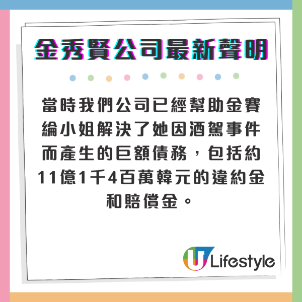 金秀賢終發聲明認曾與金賽綸交往 千字文列三大證據逐點反擊