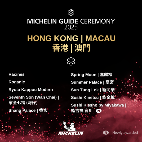 米芝蓮2025｜《香港澳門米芝蓮指南》完整名單 Amber晉升三星餐廳／16間新上榜