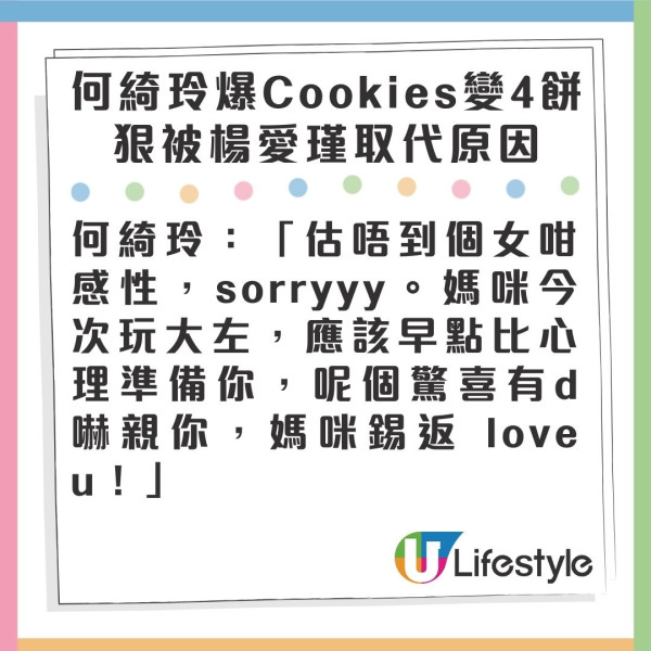 Cookies合體｜餅碎Elaine何綺玲被爆原本留得低做4餅 因一致命傷慘遭飛起被「呢位」取代？