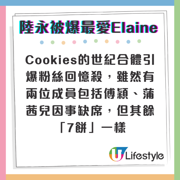 Cookies合體｜農夫陸永被爆曾「最愛」Cookies Elaine 15年前超直接公然表白