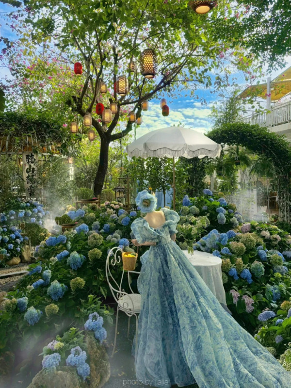 深圳沉浸式Cafe有如秘密花園!繡球花海+瀑布石牆+租借仙女裙打卡一流