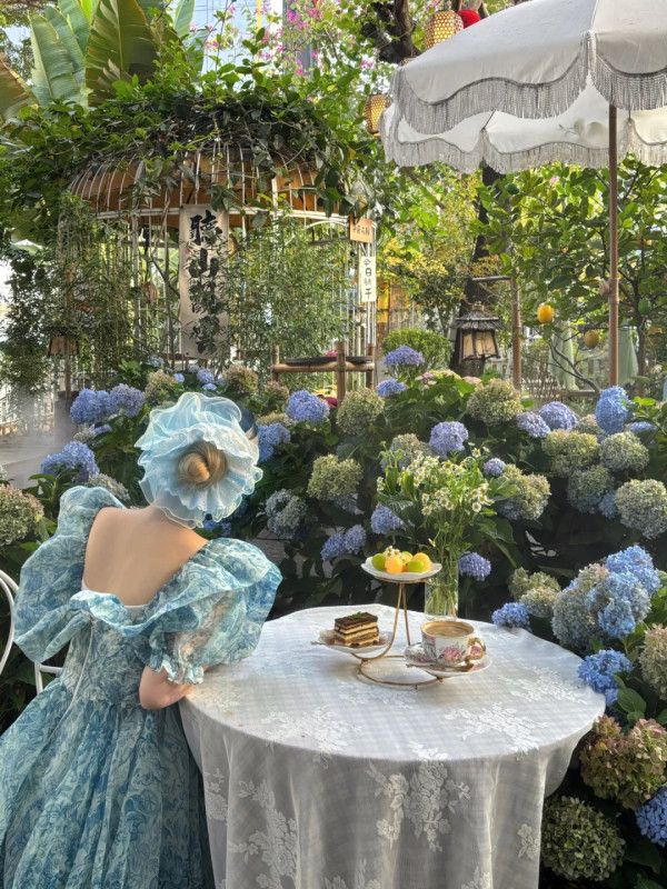 深圳沉浸式Cafe有如秘密花園!繡球花海+瀑布石牆+租借仙女裙打卡一流