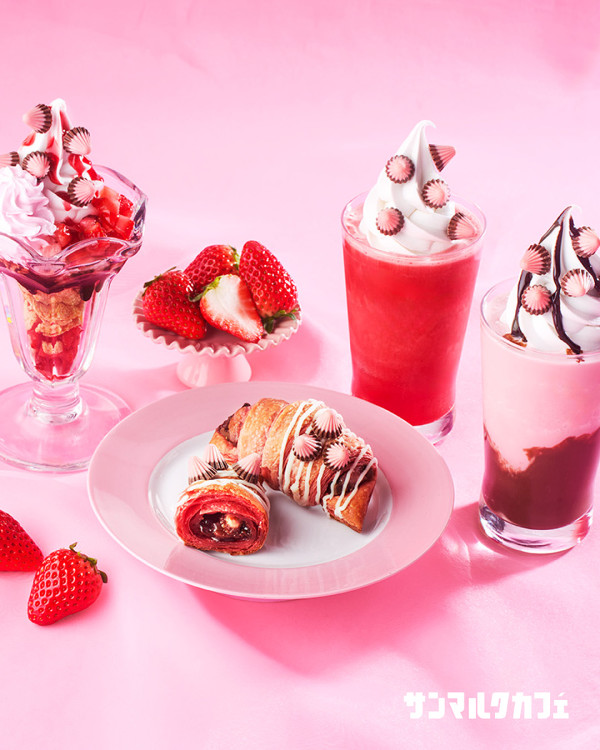 日本Cafe聯乘明治朱古力 士多啤梨冰沙/新地/牛角包