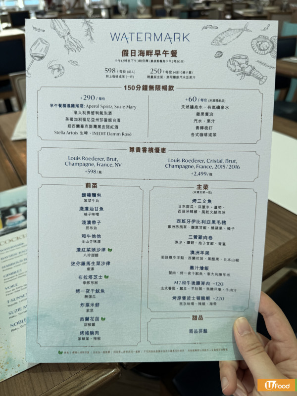 中環美食│海景餐廳WATERMARK推全新菜單！假日海畔Brunch／母親節限定套餐